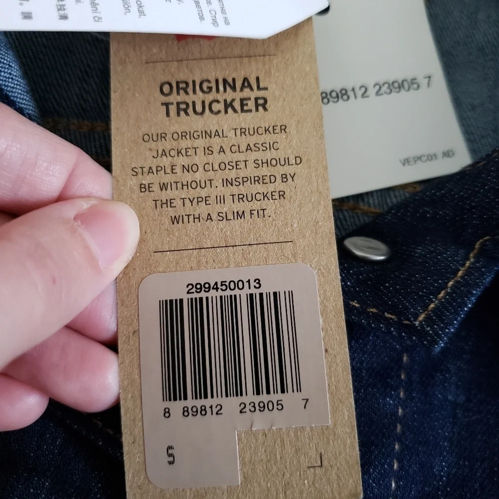 Levis Orginal Trucker Jean Denim Jacket Dark Wash NWT Size Small - Picture 4 of 10